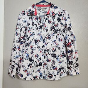 Christopher & Banks Floral Print Button Down Long Sleeve Size Petite‎ Medium